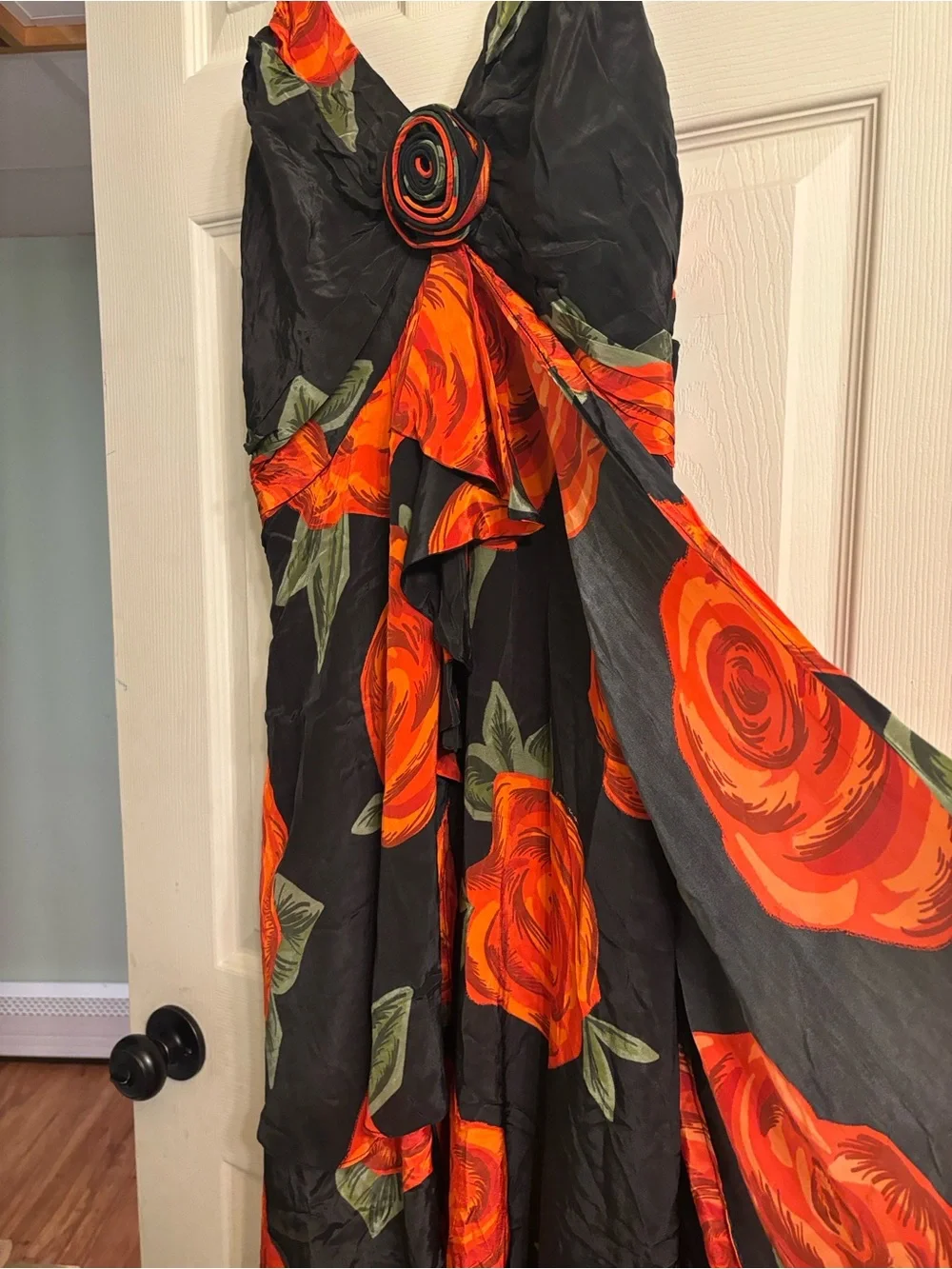 FARM Rio Black & Vivid Orange Floral Dress with Rosette - Picture 7 of 12